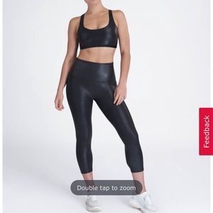 SPANX Faux Leather Crop Leggings Active
